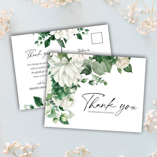 Elegant Modern Floral Smaragd Groen Bruiloft Briefkaart