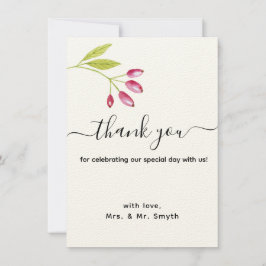 Elegant Modern Floral Weddenschap Hartelijk dank Kaart