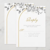 Elegant Modern Floral Wreath Black White Wedding (Voorkant / Achterkant)