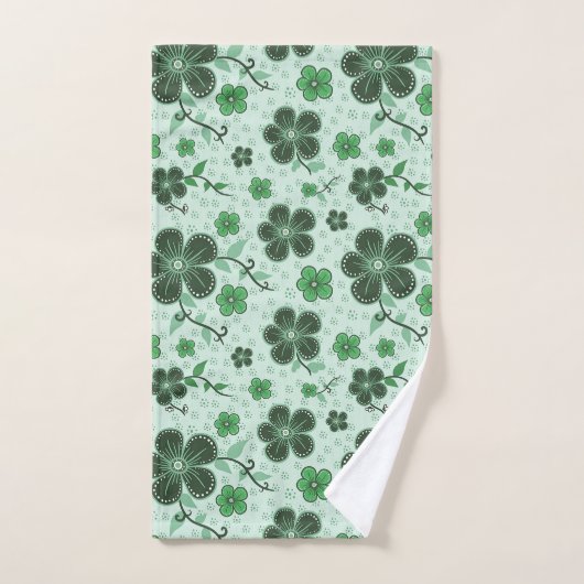 Elegant, Modern Flower Pattern on Green (Serviette à main)