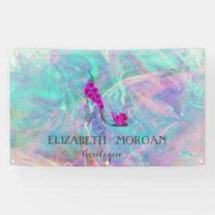 Elegant Modern Flowers High Hiel Holographic Opal Spandoek