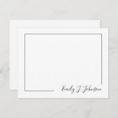 Elegant Modern Frame Black White Flat Note Card Notitiekaartje (Voorkant / Achterkant)