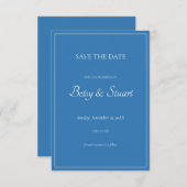 Elegant modern Frans blauw slaat de datum op Save The Date (Voorkant / Achterkant)