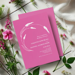 Elegant Modern Fuchsia Roze Bruiloft Kaart