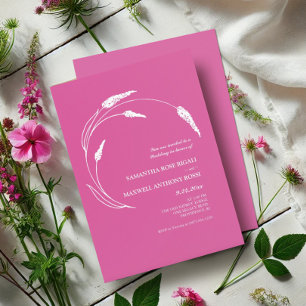 Elegant Modern Fuchsia Roze Bruiloft Kaart