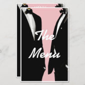 Elegant Modern Gay Mannen Wedding Menu (Voorkant / Achterkant)