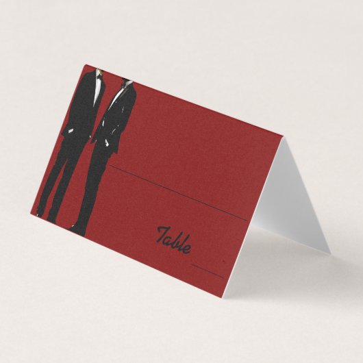Elegant Modern Gay Men Wedding Rainbow Place Cards (Front)