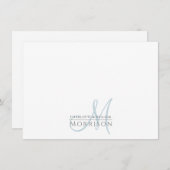 Elegant modern gedempt blauw monogram paar notitiekaartje (Voorkant / Achterkant)