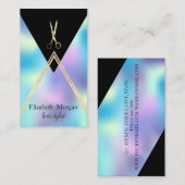 Elegant modern geometrisch holografisch goud visitekaartje (Voorkant / Achterkant)