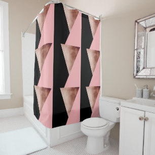 elegant modern geometrisch roos goud roze zwart douchegordijn