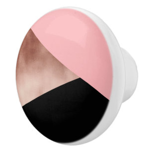 elegant modern geometrisch roos goudroze zwart keramische knop