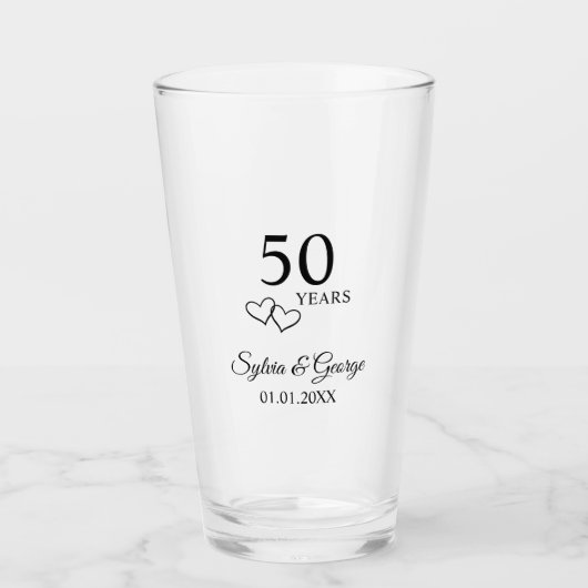 Elegant modern gepersonaliseerd 50ste Jubileum cad Glas (Voorkant)