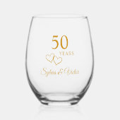 Elegant modern gepersonaliseerd goud 50e Jubileum Wijnglas Zonder Voet (Voorkant)