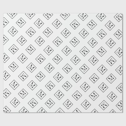 Elegant modern gepersonaliseerd monogram wit cadeaupapier (Vlak)