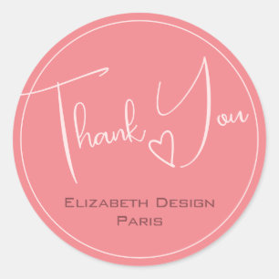 Elegant modern gewoon gewoon meisje roze bedankt ronde sticker