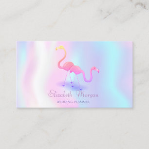 Elegant Modern Girly Funny, Flamingos, Holografisc Visitekaartje