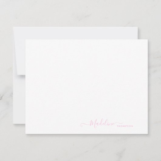 Elegant Modern Girly Script Blush Roze Notitiekaartje (Voorkant)