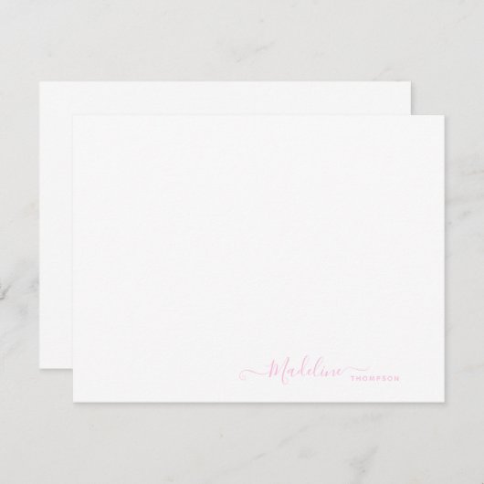 Elegant Modern Girly Script Blush Roze Notitiekaartje (Voorkant / Achterkant)