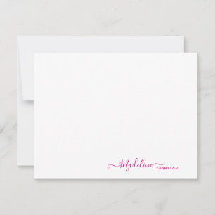 Elegant Modern Girly Script Magenta Notitiekaartje