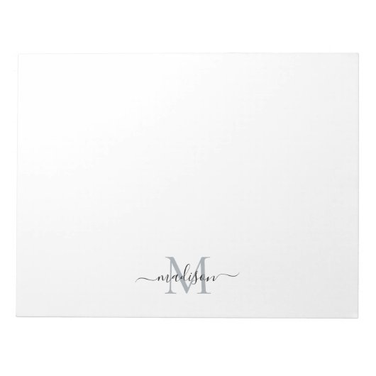 Elegant Modern Girly Script Monogram zwart grijs Notitieblok (Voorkant)