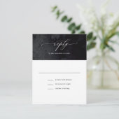Elegant Modern Glam Black Gothic Wedding RSVP Kaar Kaartje (Staand voorkant)