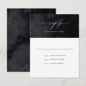 Elegant Modern Glam Black Gothic Wedding RSVP Kaar Kaartje (Voorkant / Achterkant)