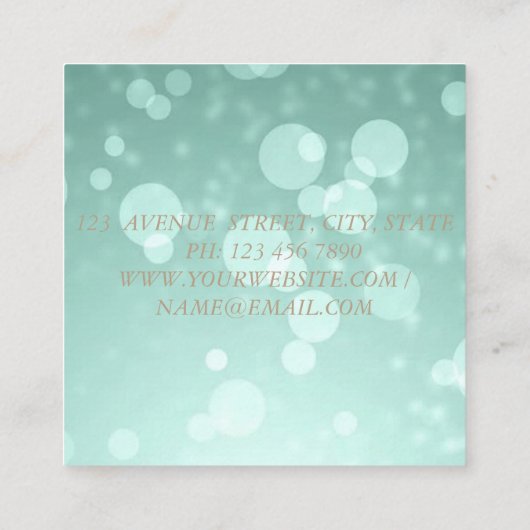 Elegant Modern Glamorouse, Faux Gold, Bokeh, Flowe Vierkante Visitekaartje (Achterkant)