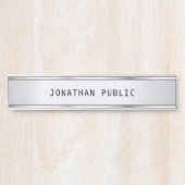 Elegant Modern Glamoureus Zilver Sjabloon Eenvoudi Deurbordje (Voorkant)