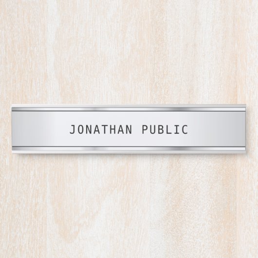 Elegant Modern Glamoureus Zilver Sjabloon Eenvoudi Deurbordje (Voorkant)