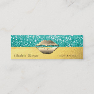 Elegant Modern, Glitter Bokeh, Gouden Lippen Mini Visitekaartje