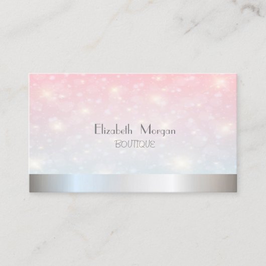 Elegant Modern Glitter Bokeh, Silver Visitekaartje (Voorkant)