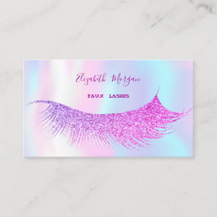Elegant modern Glitter Faux Lashes Holographic Visitekaartje