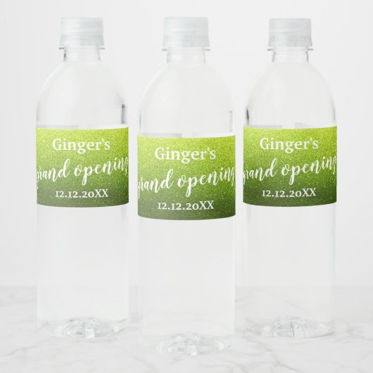 Elegant Modern Glitter Grand Opening Jubileum Waterfles Etiket (Flessen)