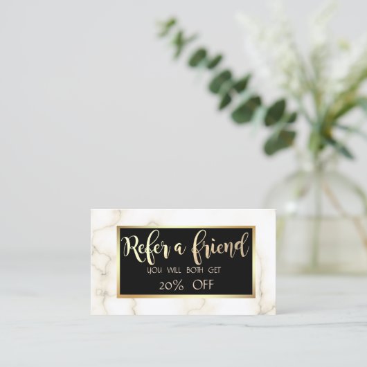 Elegant Modern Glitter Lijst, Marble Reference Kaa Aanbevelingskaartje (Staand voorkant)