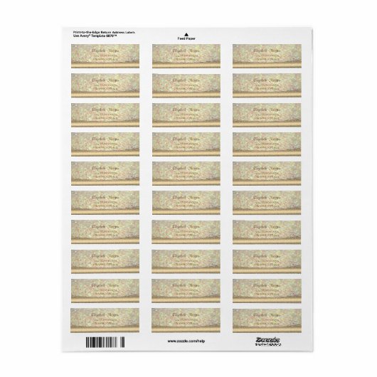 Elegant, Modern, Glittery, Bokeh, Gold Address Lab Etiket (Full Sheet)