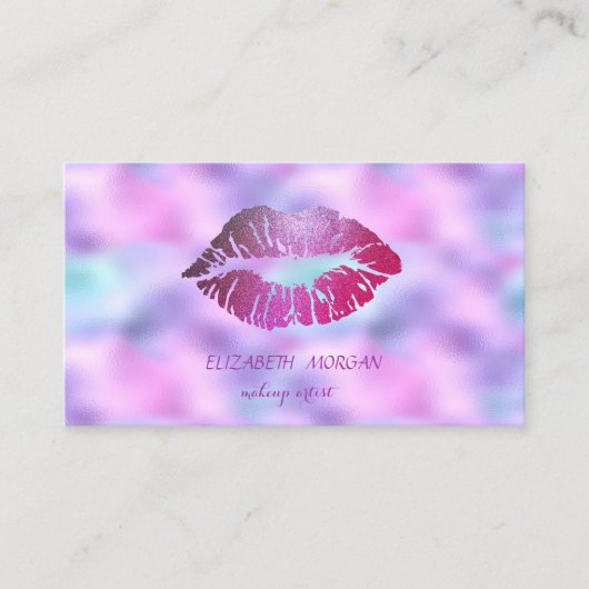 Elegant modern, glittery Lips, Makeup, Holografisc Visitekaartje (Voorkant)