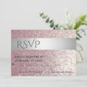 Elegant modern glittery Silver stripe RSPV Kaart (Staand voorkant)