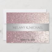 Elegant modern glittery Silver stripe RSPV Kaart (Achterkant)