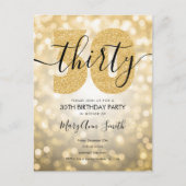 Elegant modern Gold 30e verjaardag uitnodiging (Voorkant)