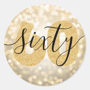 Elegant Modern Gold 60e verjaardag Glitter Ronde Sticker