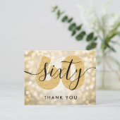 Elegant Modern Gold 60e verjaardag Hartelijk dank Briefkaart (Staand voorkant)