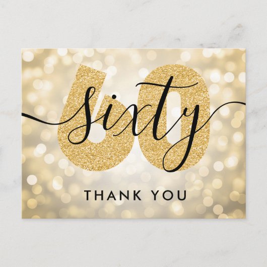 Elegant Modern Gold 60e verjaardag Hartelijk dank Briefkaart (Voorkant)