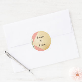 Elegant Modern Gold Brush Wedding Ronde Sticker
