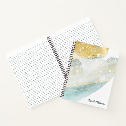 Elegant modern Gold Foil en Blauwgroen Abstract aa Notitieboek (Binnen)