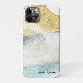 Elegant Modern Gold Foil en Blauwgroen Abstract Case-Mate iPhone Case (Achterkant)