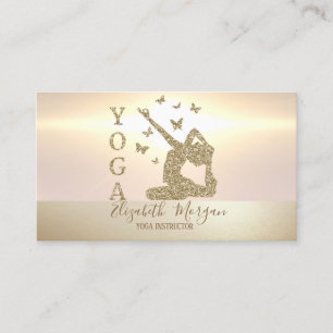 Elegant modern Gold Glitter Women Yoga Instructor Visitekaartje