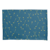 Elegant modern Gold Golf Pattern Golfer Blue Kussensloop (Voorkant-Links)