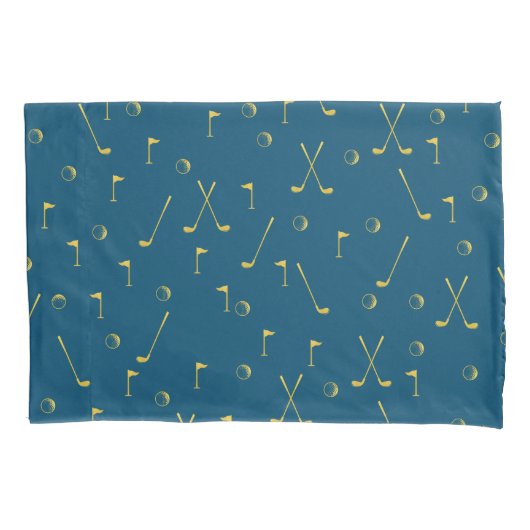 Elegant modern Gold Golf Pattern Golfer Blue Kussensloop (Voorkant-Links)