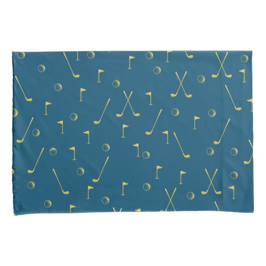 Elegant modern Gold Golf Pattern Golfer Blue Kussensloop (Voorkant-Rechts)