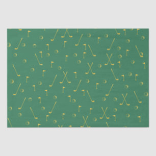Elegant Modern Gold Golf Pattern Golfer Green Tissuepapier